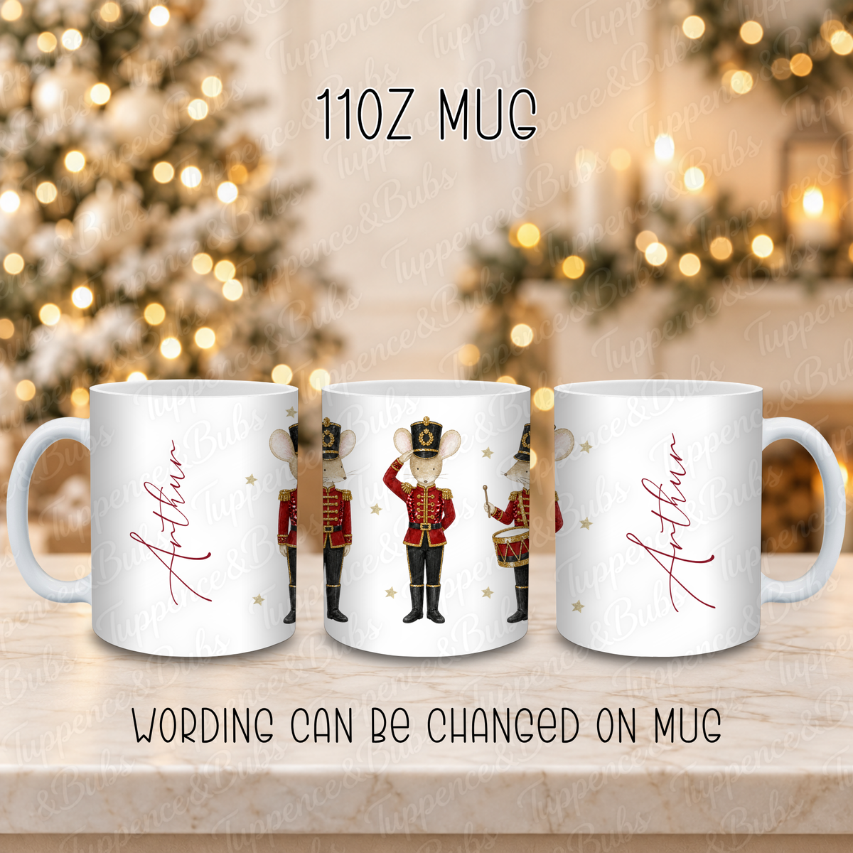 Personalised Christmas Soldier Mice Mug