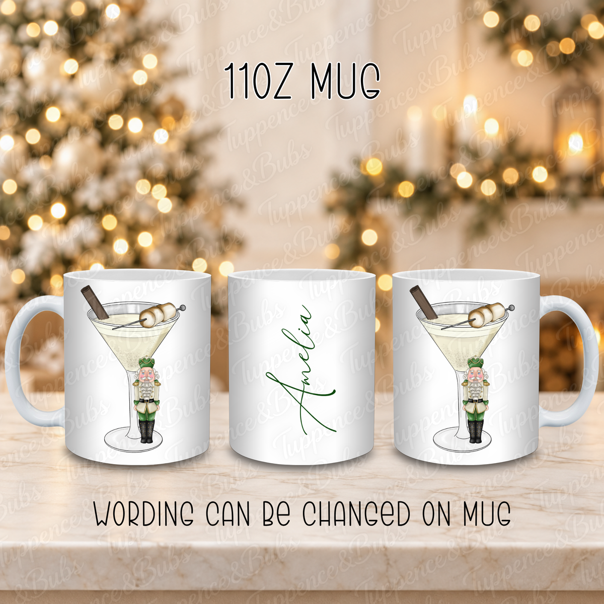 Personalised Cream Cocktail Christmas Mug with Festive Soldier