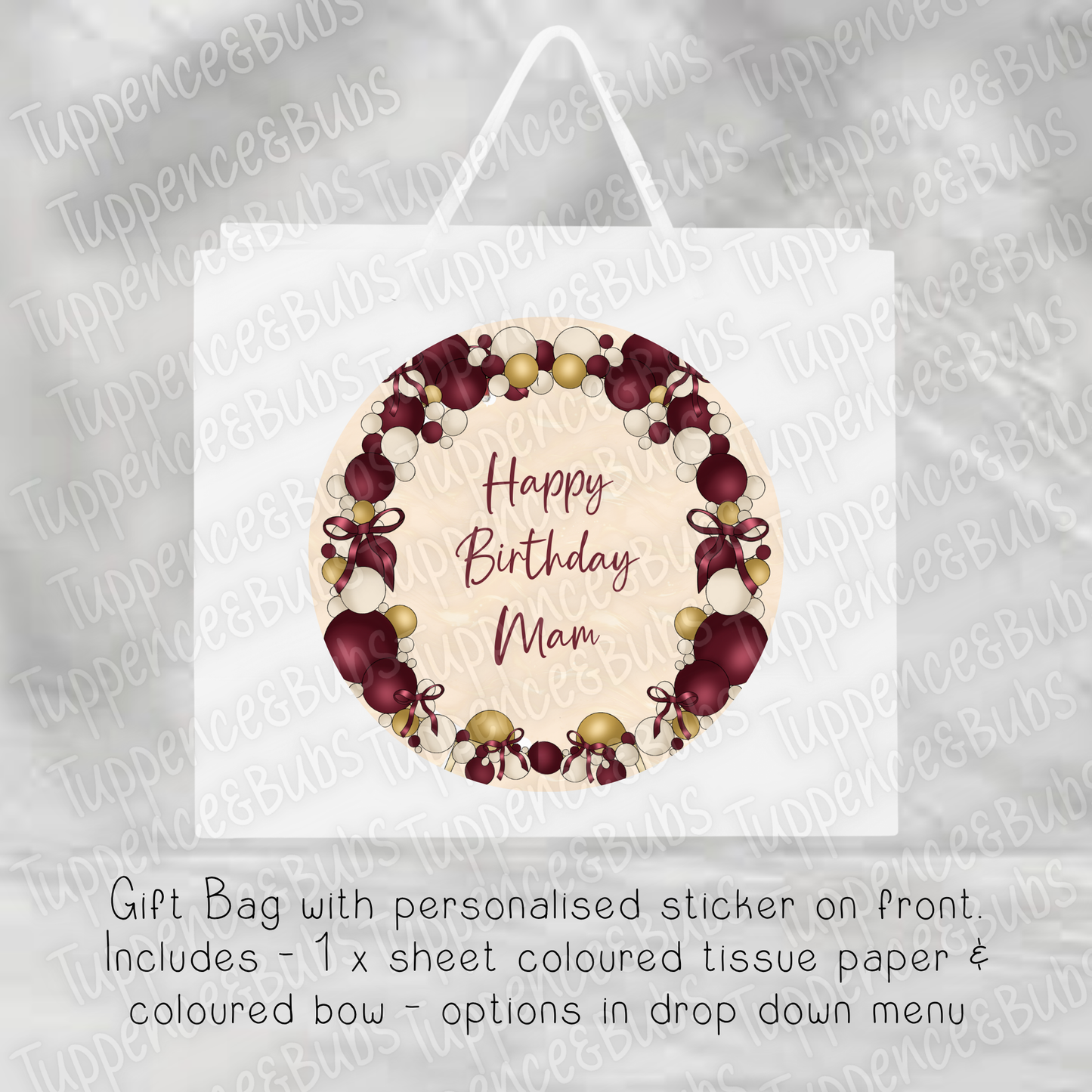 Burgundy Themed Gift Bag - 2 sizes