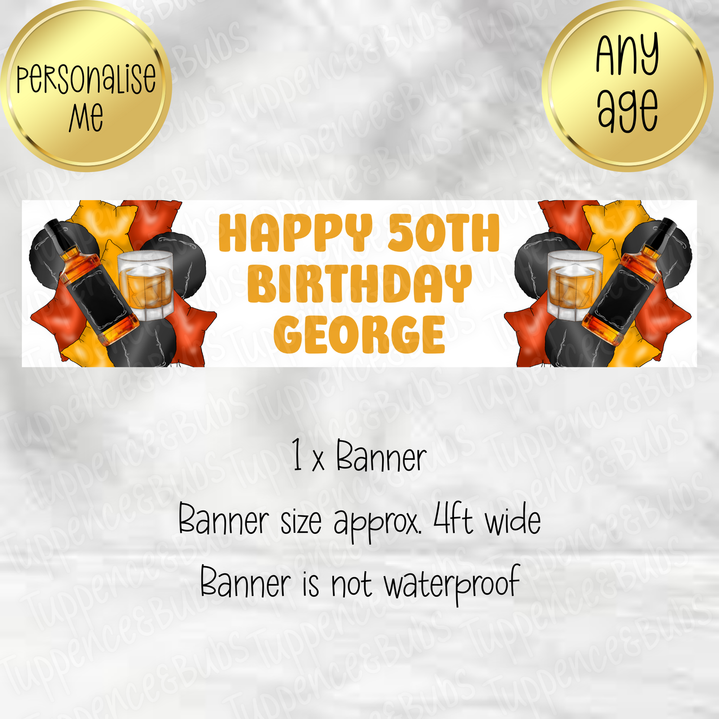 Whiskey Balloon Themed Banner