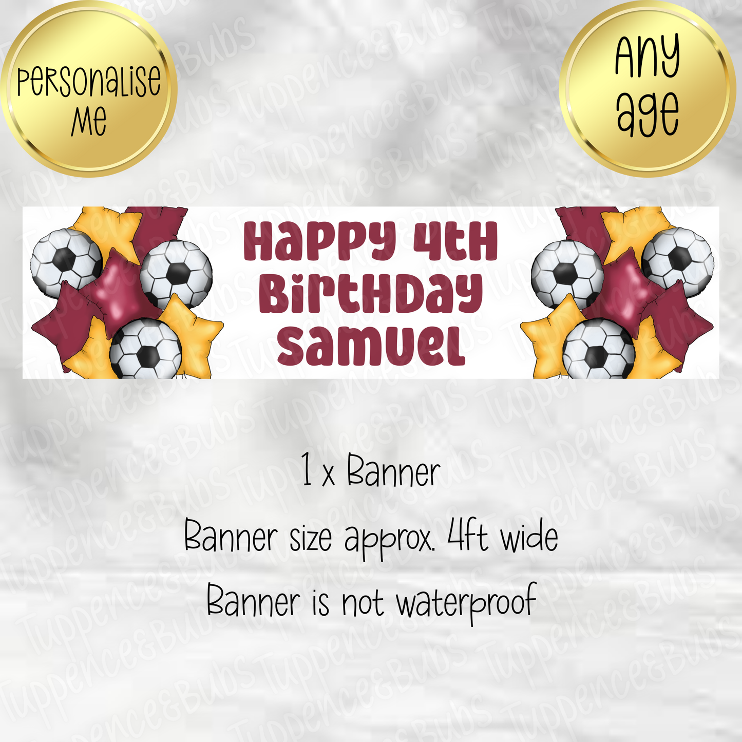 Burgundy & Gold Balloon Themed Banner