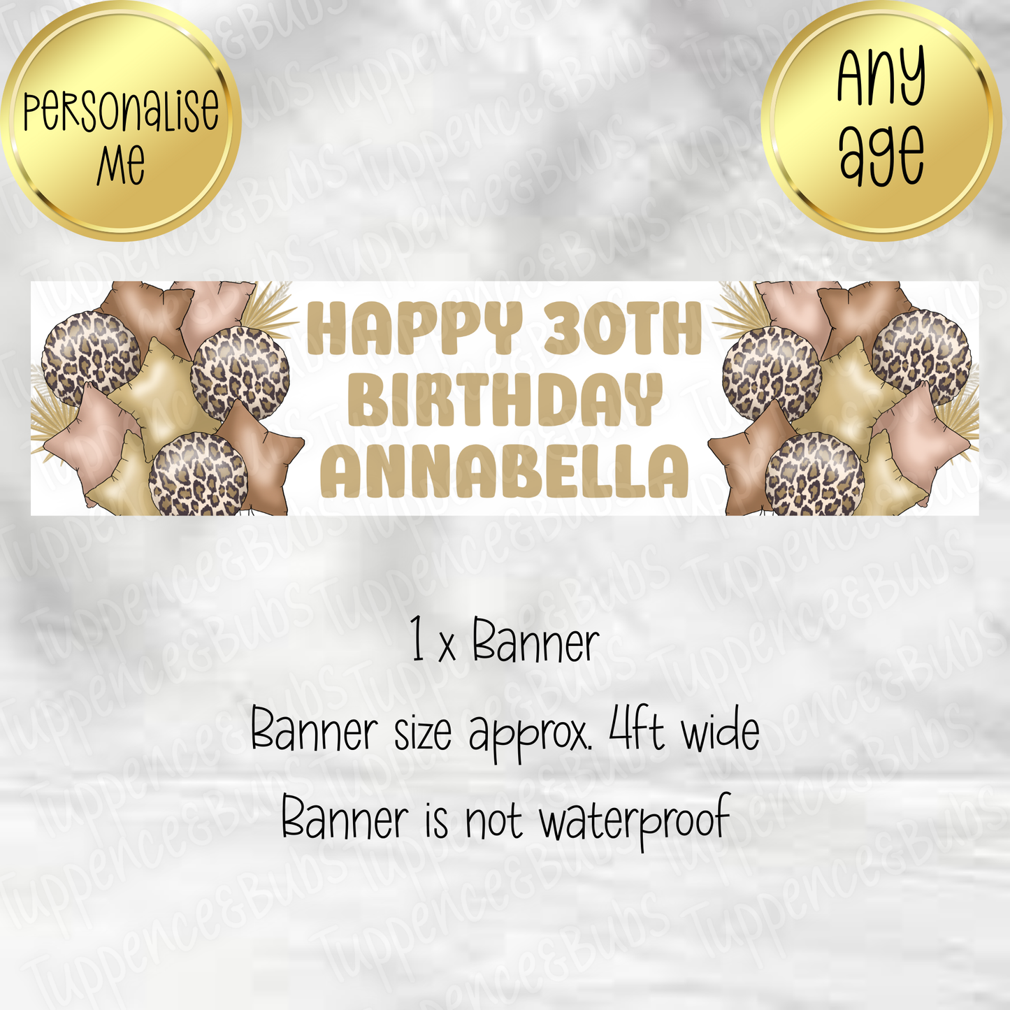 Mocha & Leopard Print Balloon Themed Banner