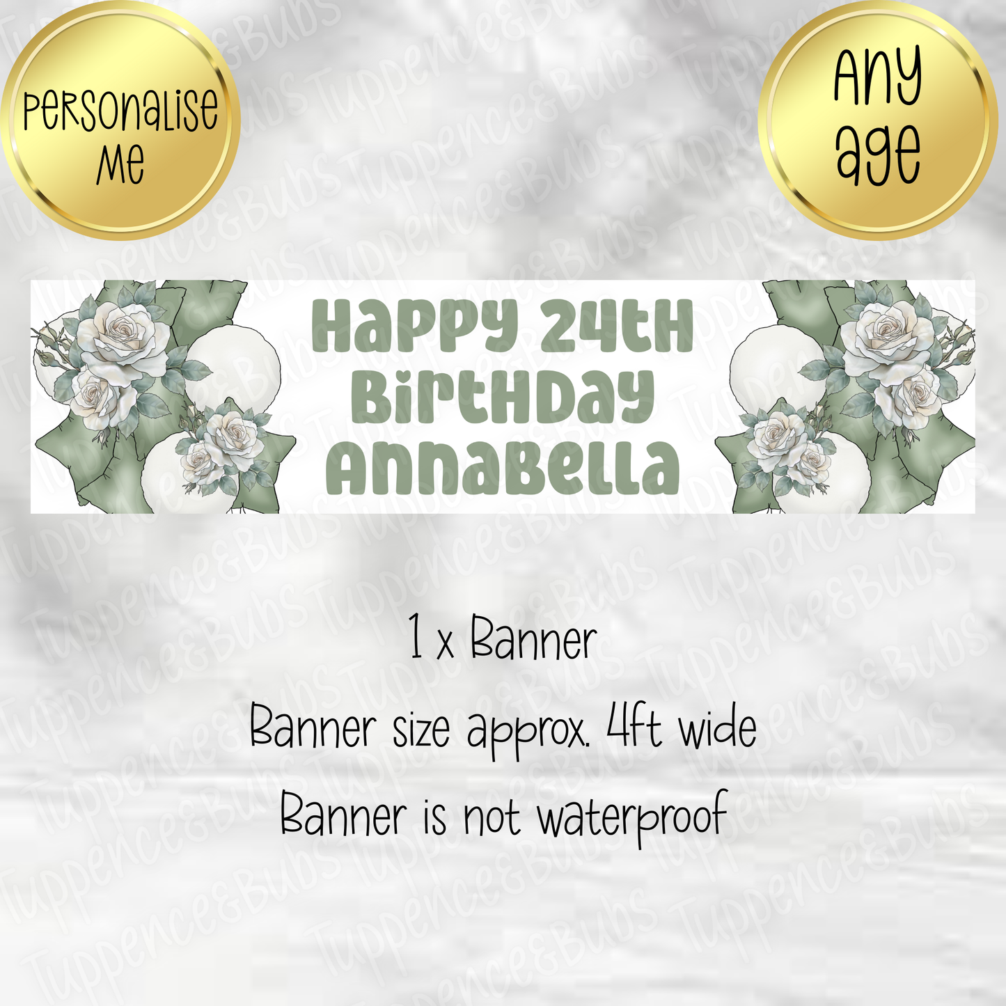 Sage Green Floral Themed Banner