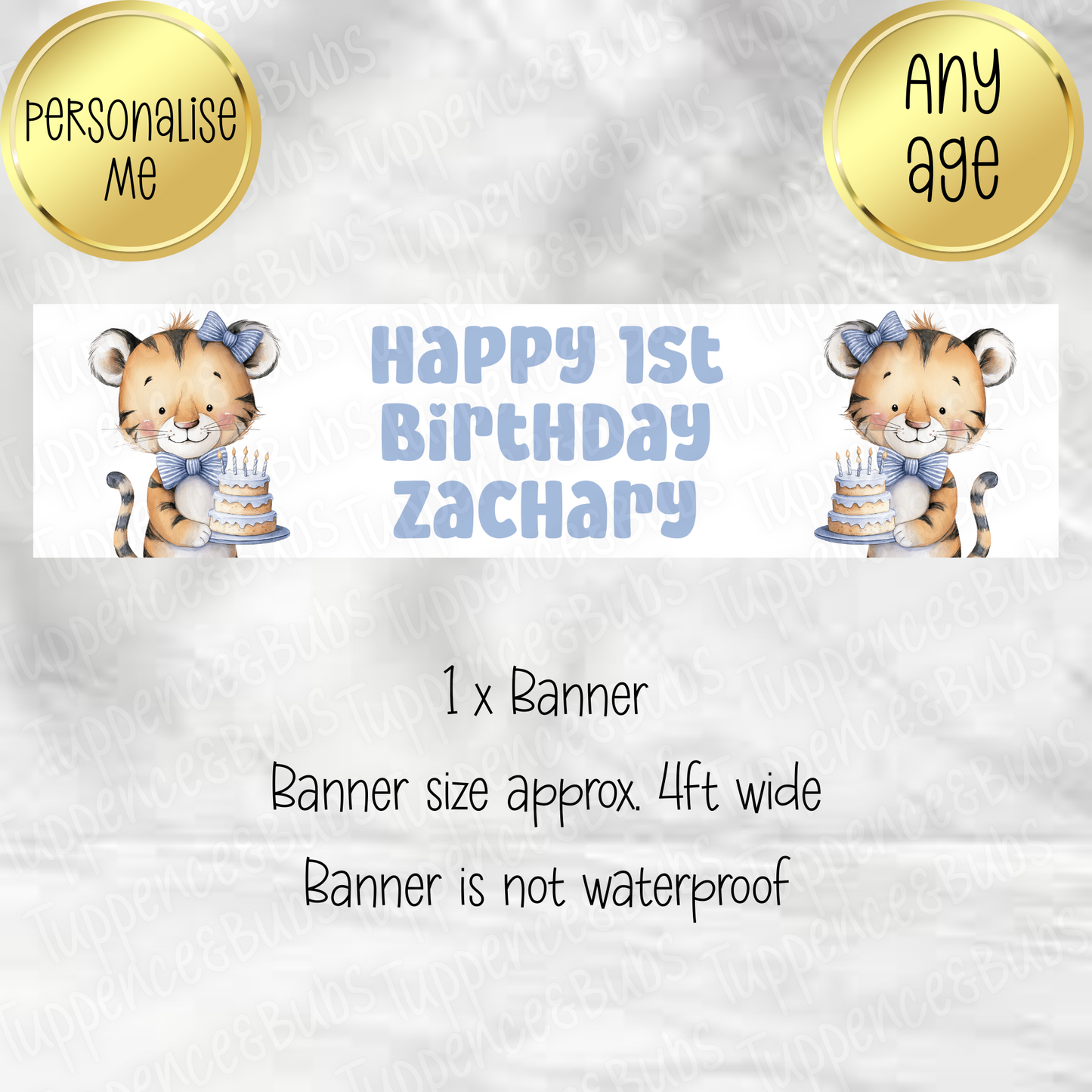 Tiger Themed Birthday Banner - 6 Designs