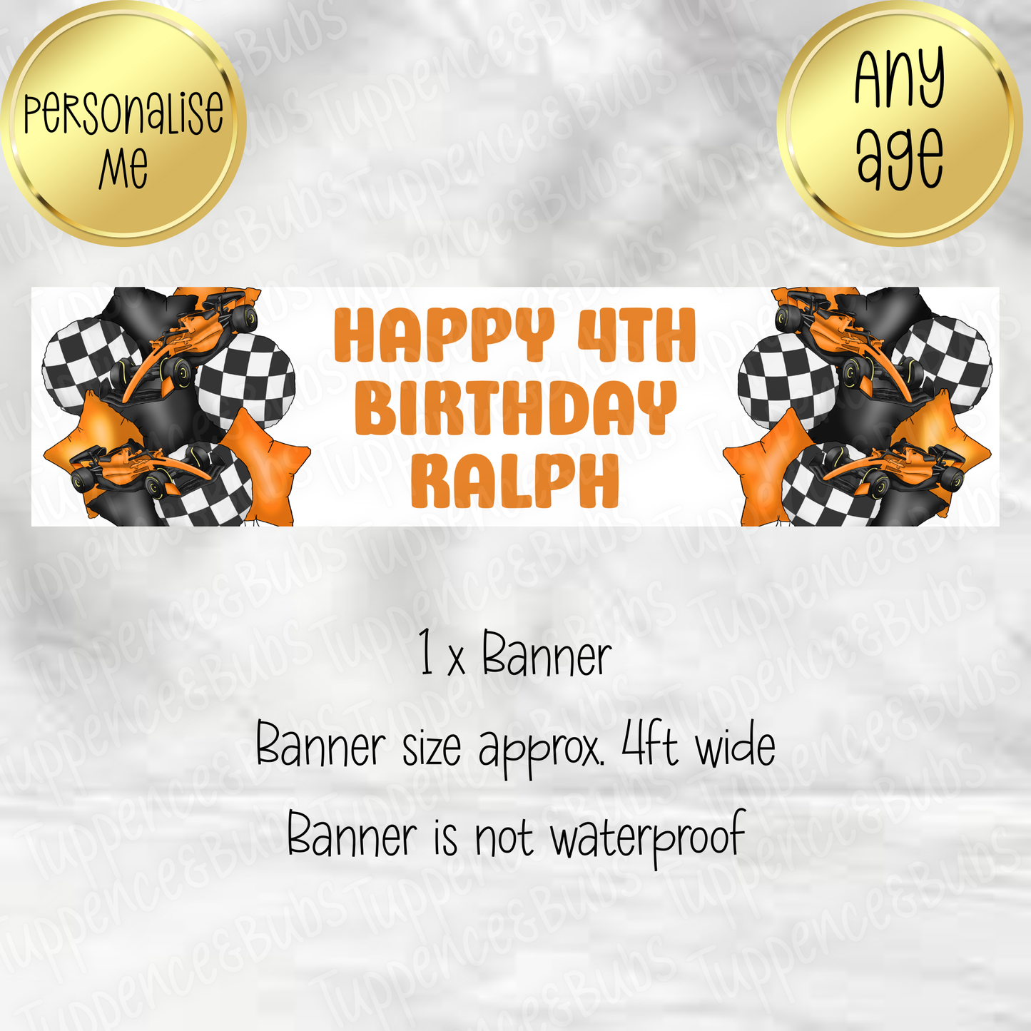 Red/Orange Racing Themed Banner - 2 Colours
