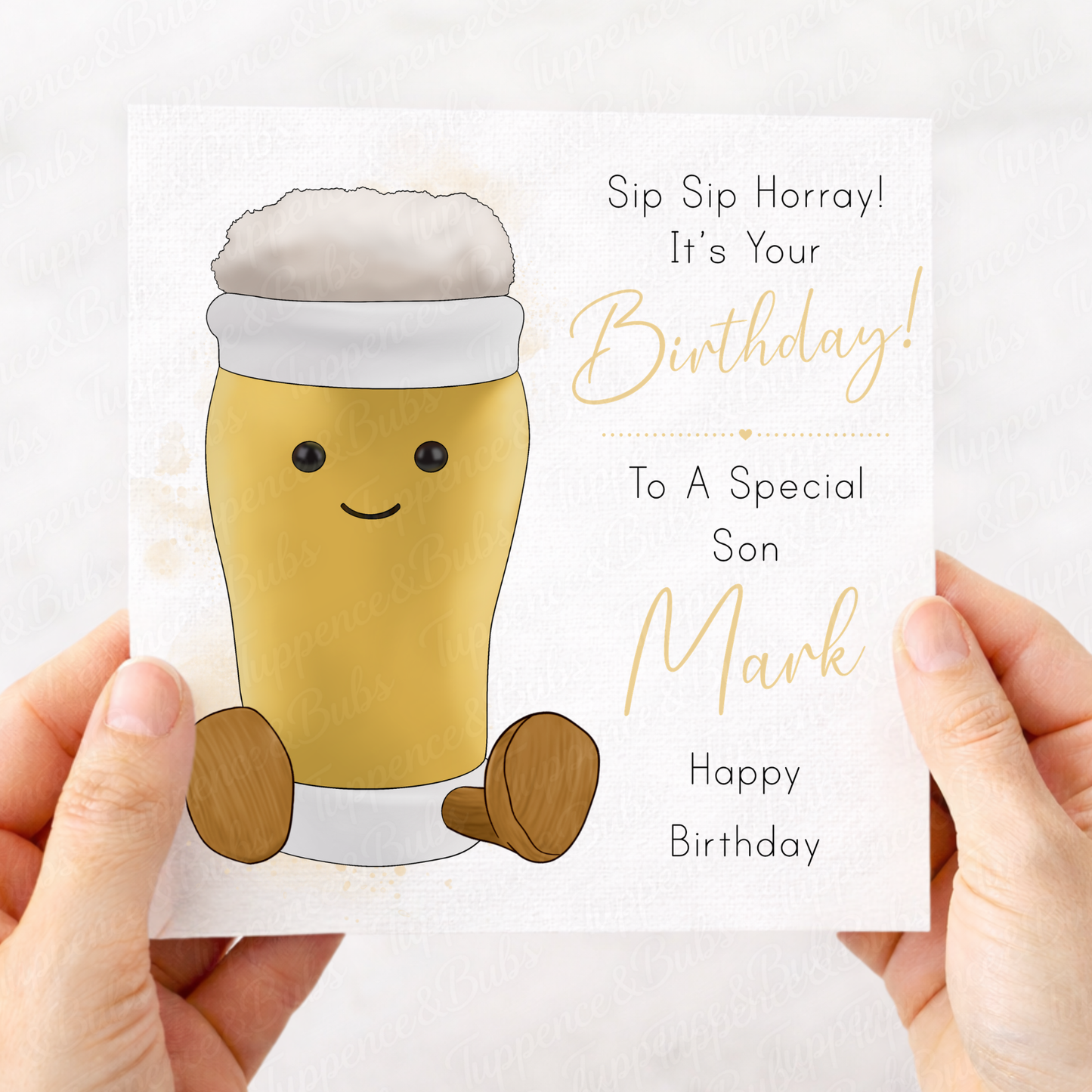 Personalised Beer Birthday Card – Plush Beer Design