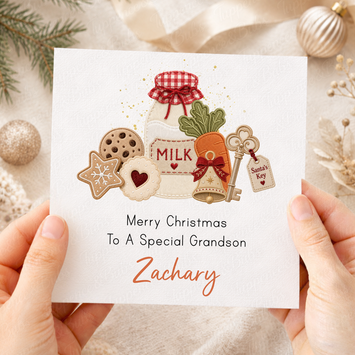 Personalised Christmas Milk & Cookie Card – Santa Treats Design
