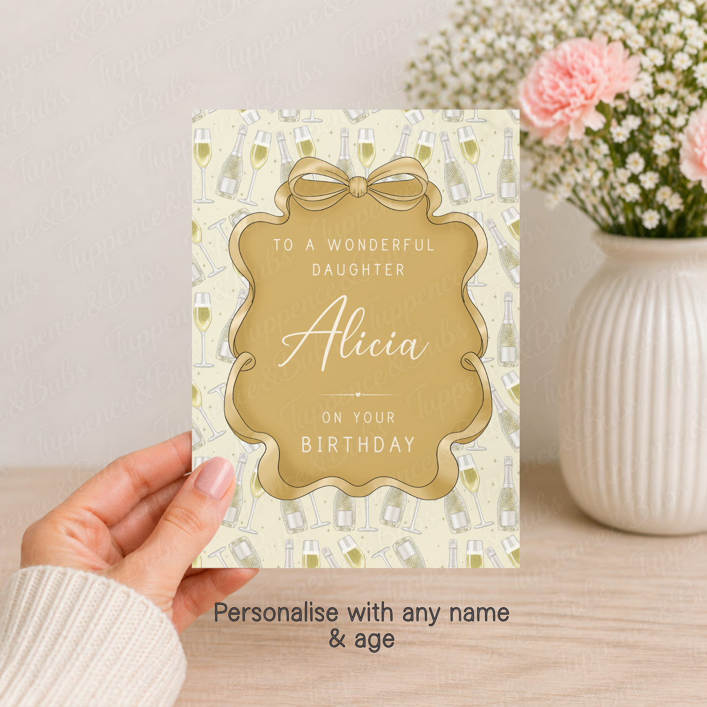 Gold Wine Birthday Card