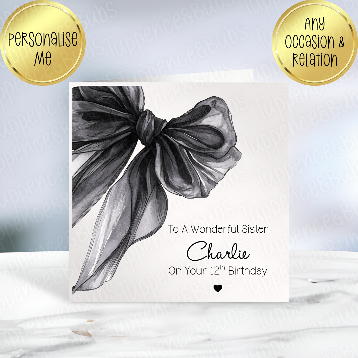 Black Bow Themed Card - 2 Designs