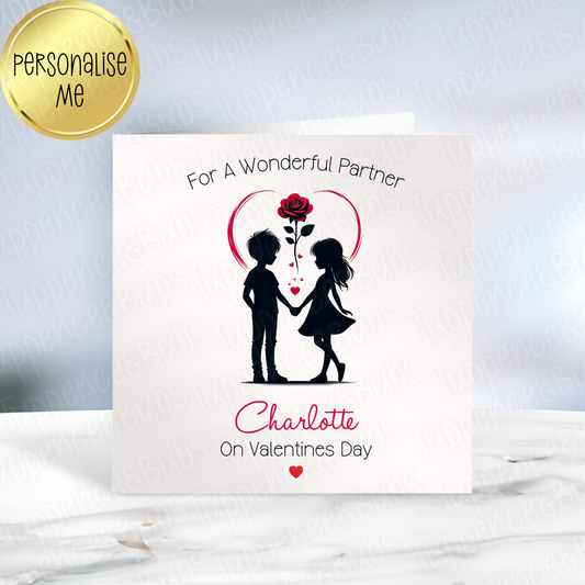 Couple Silhouette Themed Valentine's Card - 4 Designs