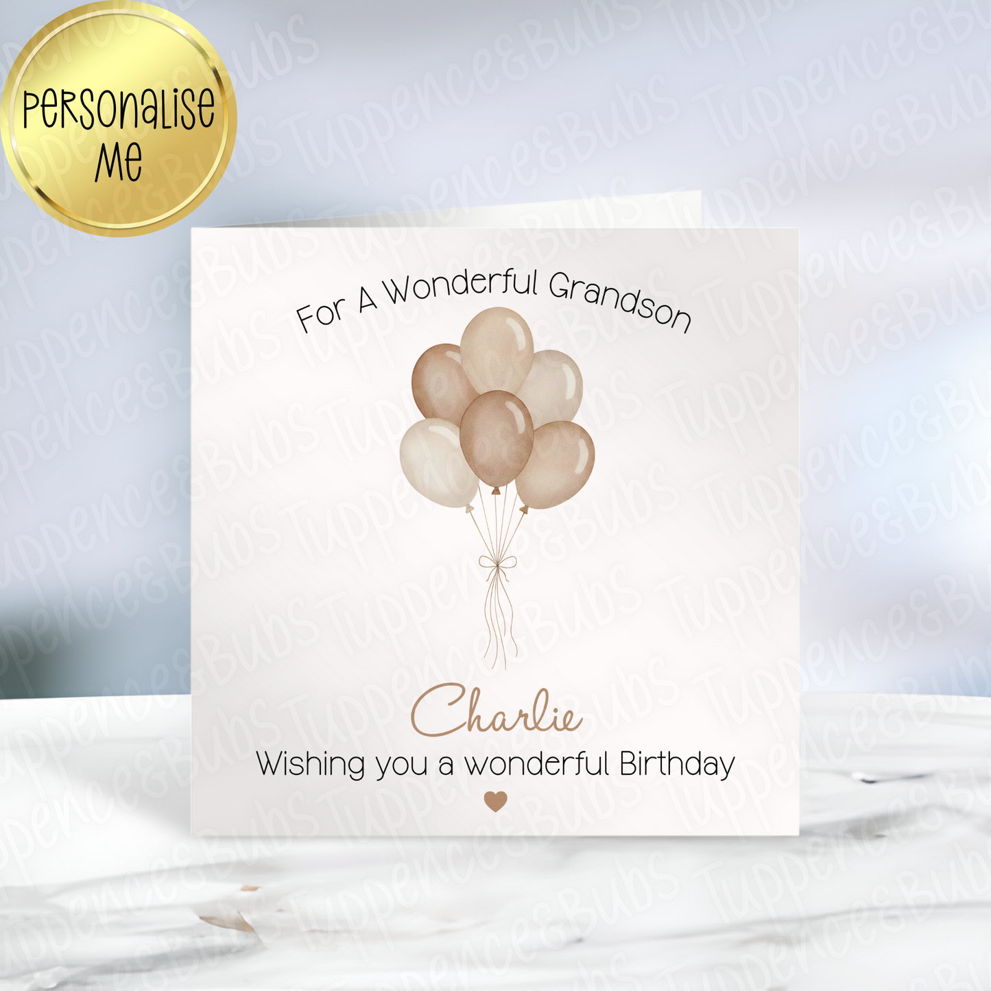 Beige Balloon Themed Card