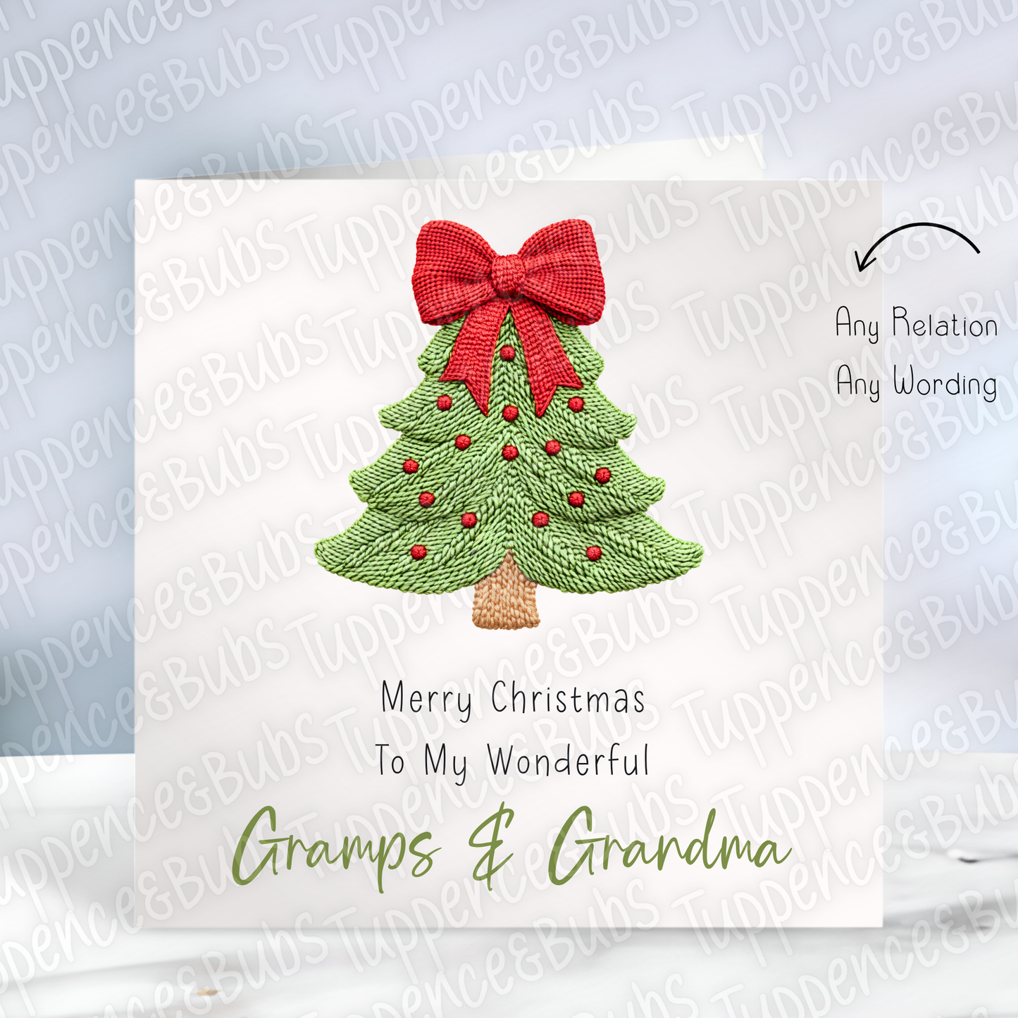 Knitted Themed Christmas Tree Card - 3 Designs