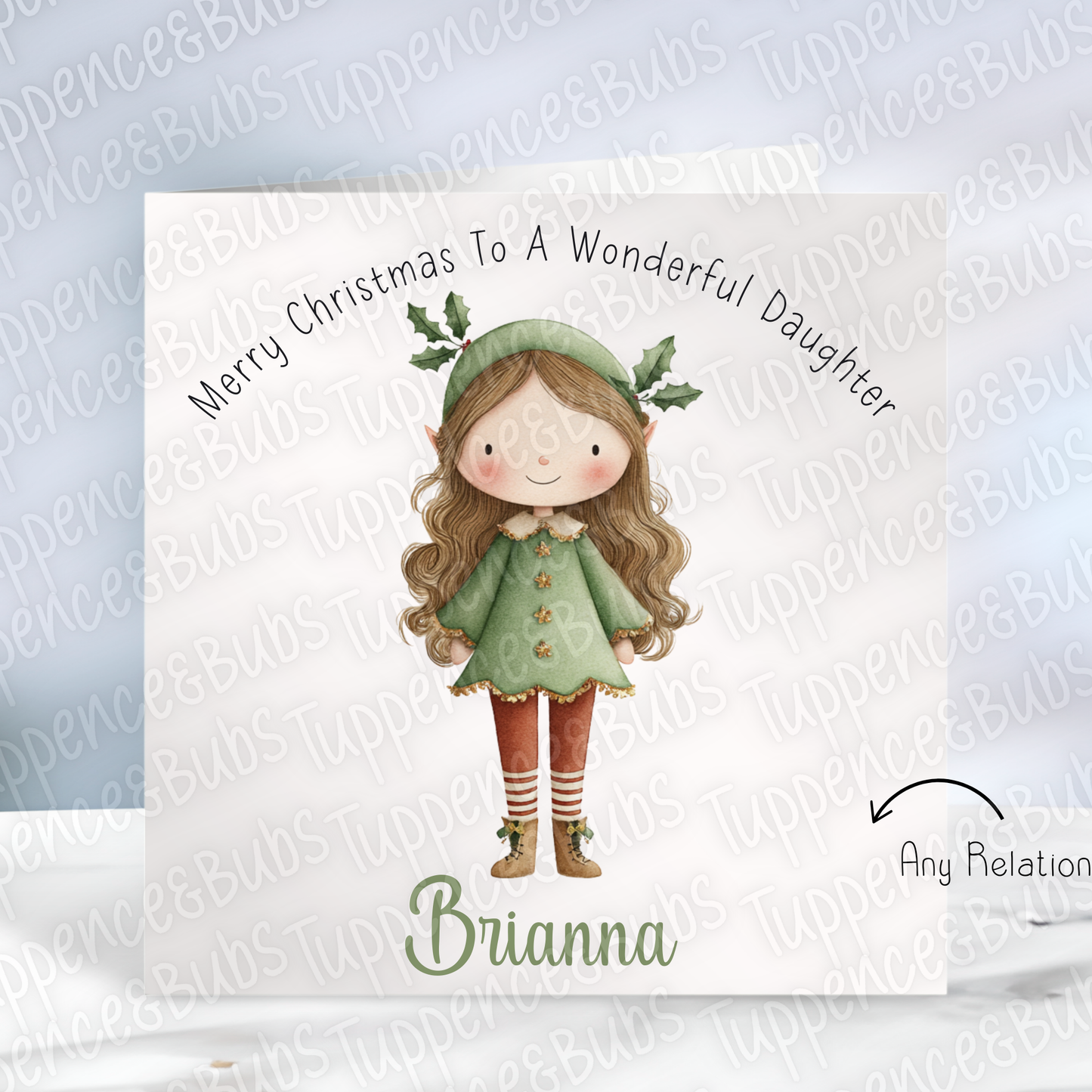 Cute Elf Girl Themed Christmas Card