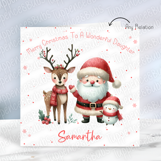 Santa/Reindeer Themed Christmas Card - 4 Designs