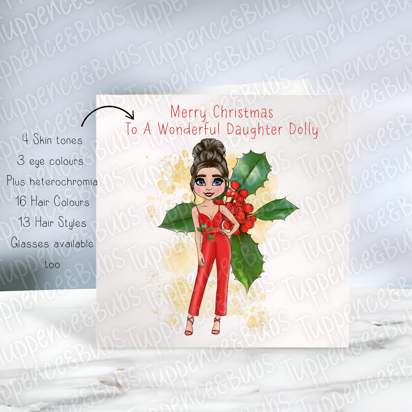 Holly Themed Christmas Card