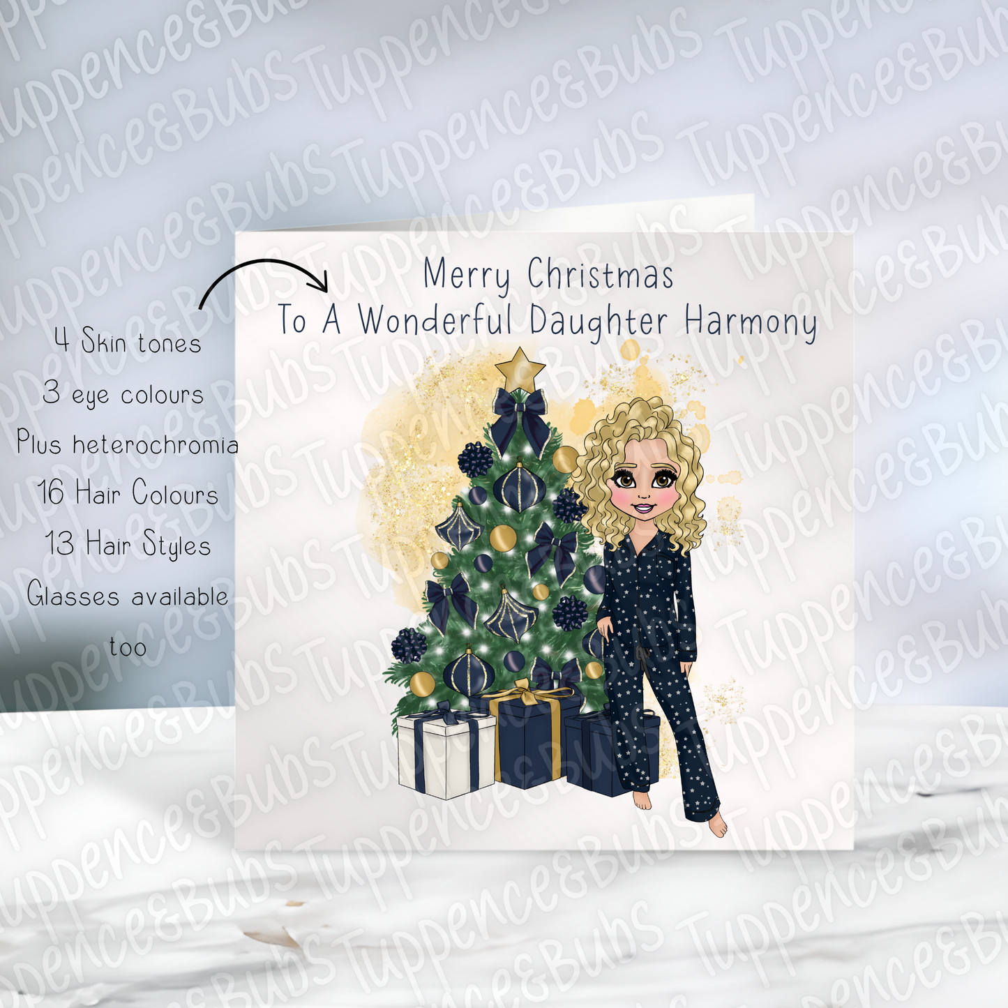 Navy PJ Christmas Card