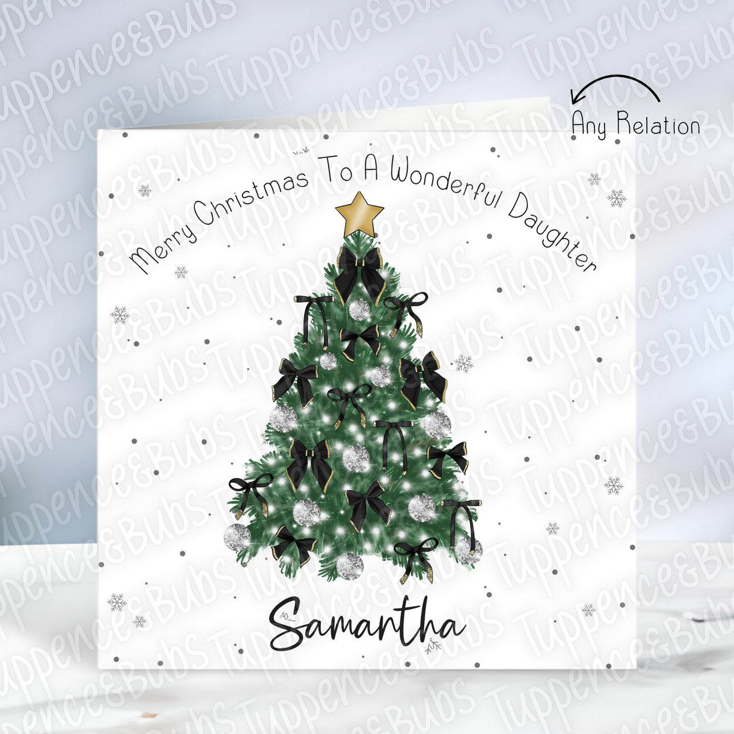 Black Bow Themed Christmas Card