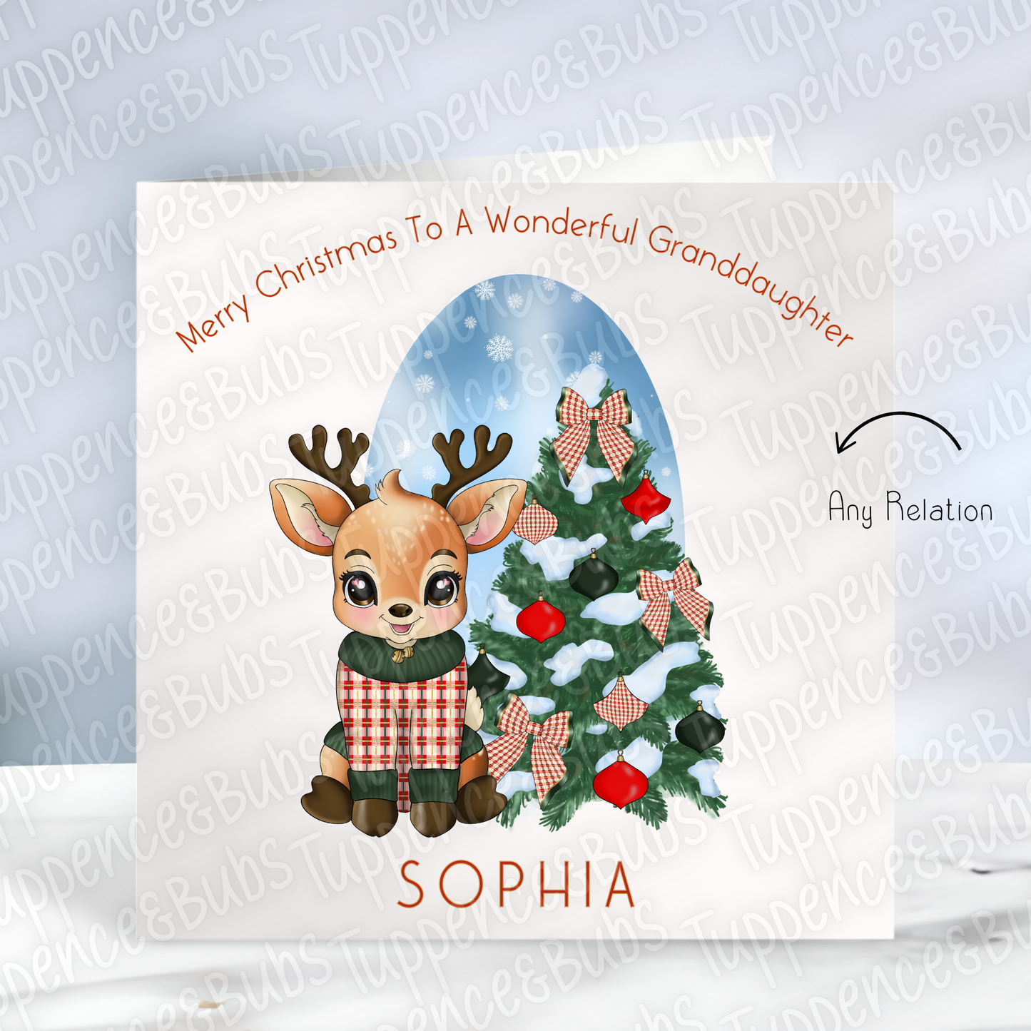 Reindeer Tartan Jumper Themed Christmas Card