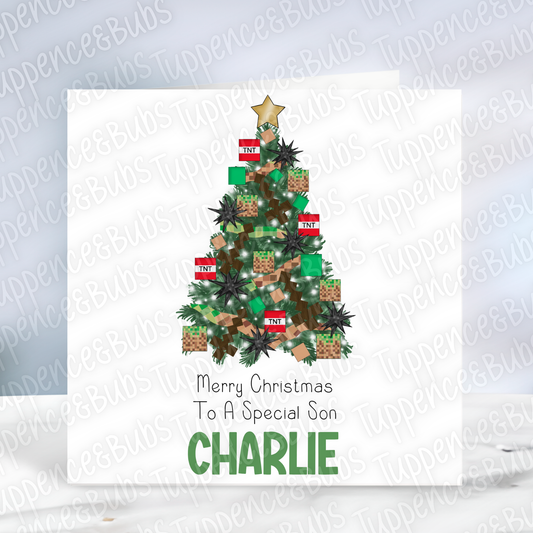 Mine Craft Inspired Christmas Card - 2 Designs