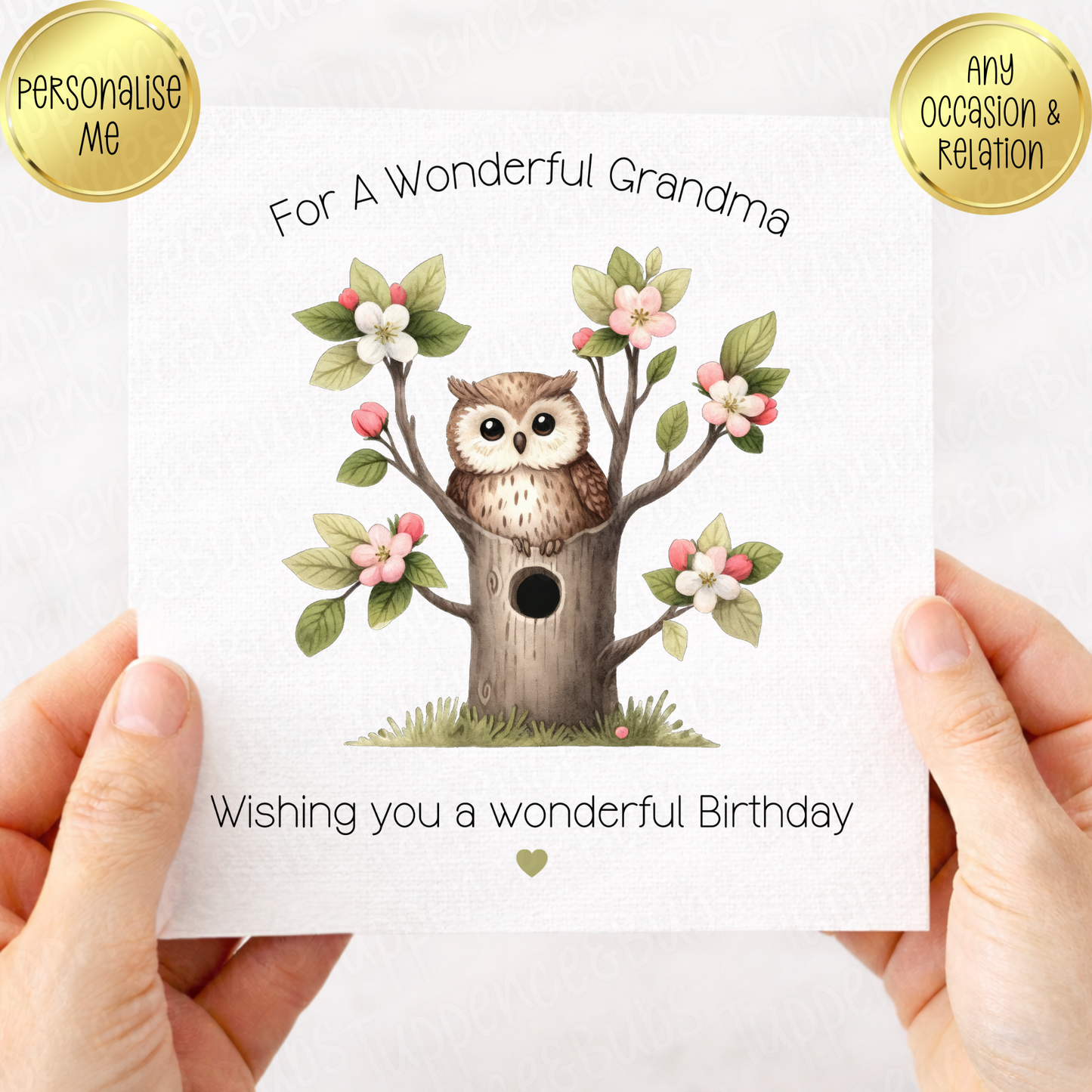 Floral Owl Themed Card - 3 Designs