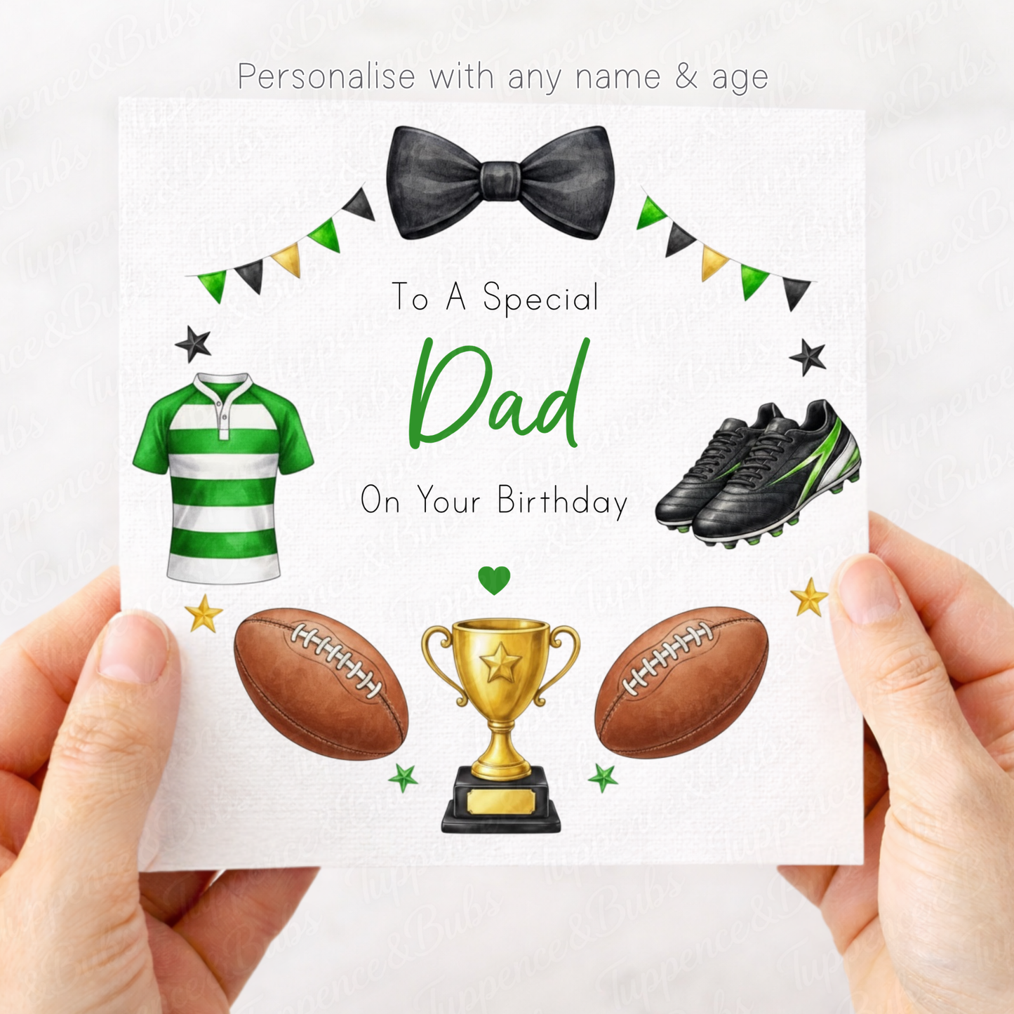 Green Football Wreath Card