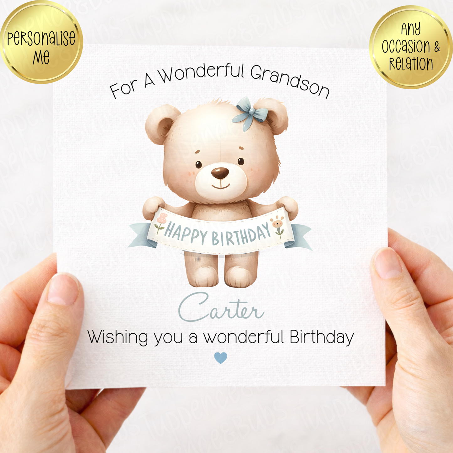 Blue Bear Birthday Card - 2 Designs
