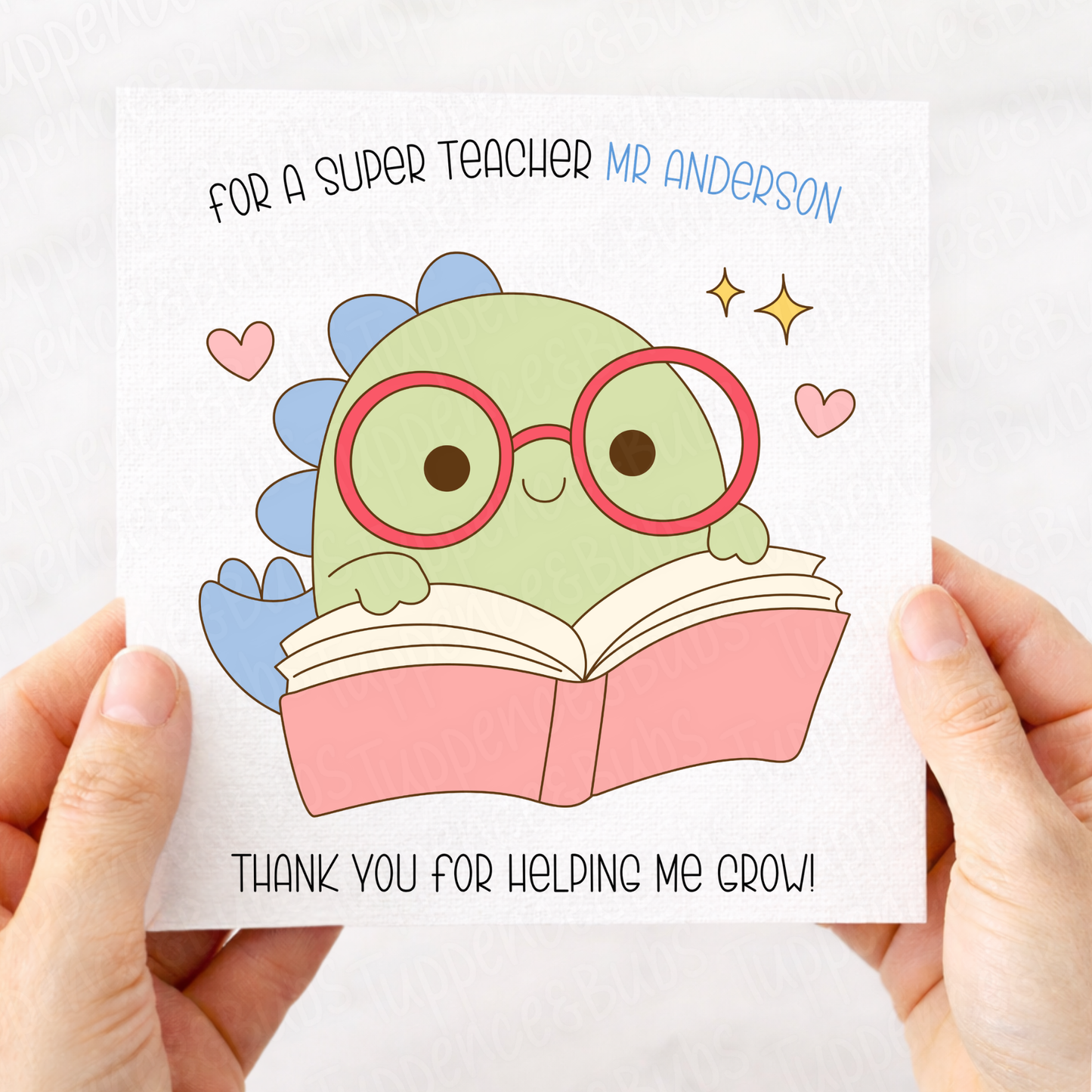 Reading Dinosaur Teacher Card