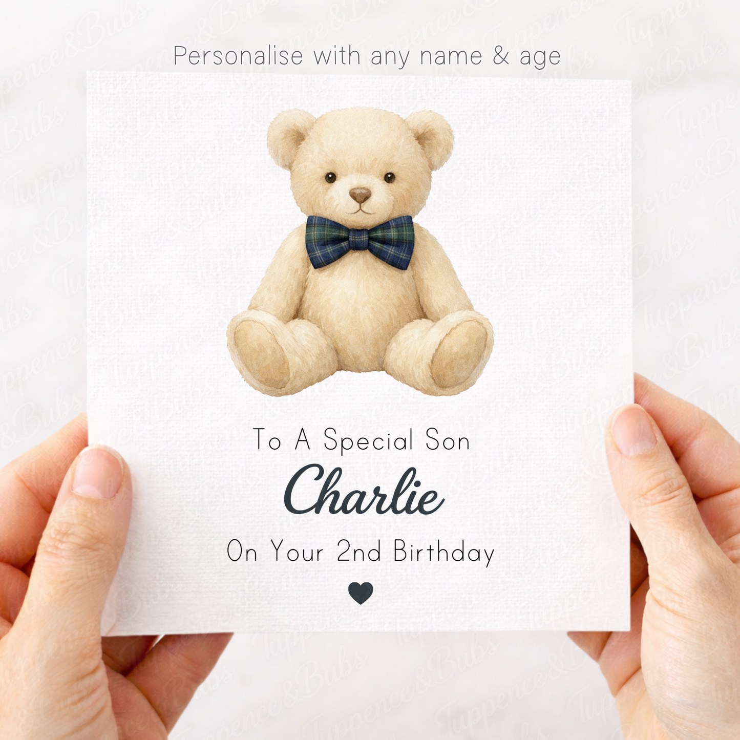 Plaid Bow Bear Card