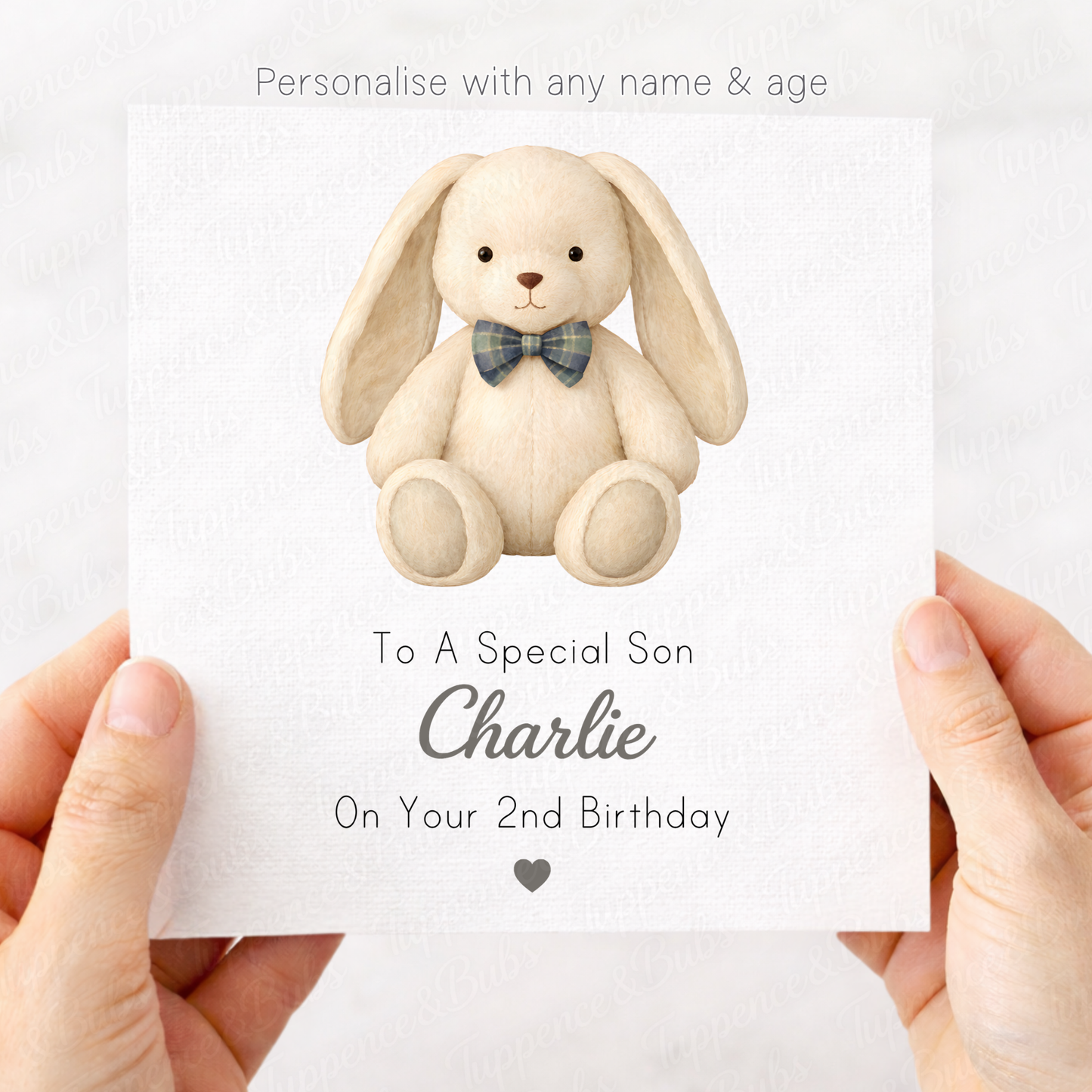 Plaid Bow Bunny Card