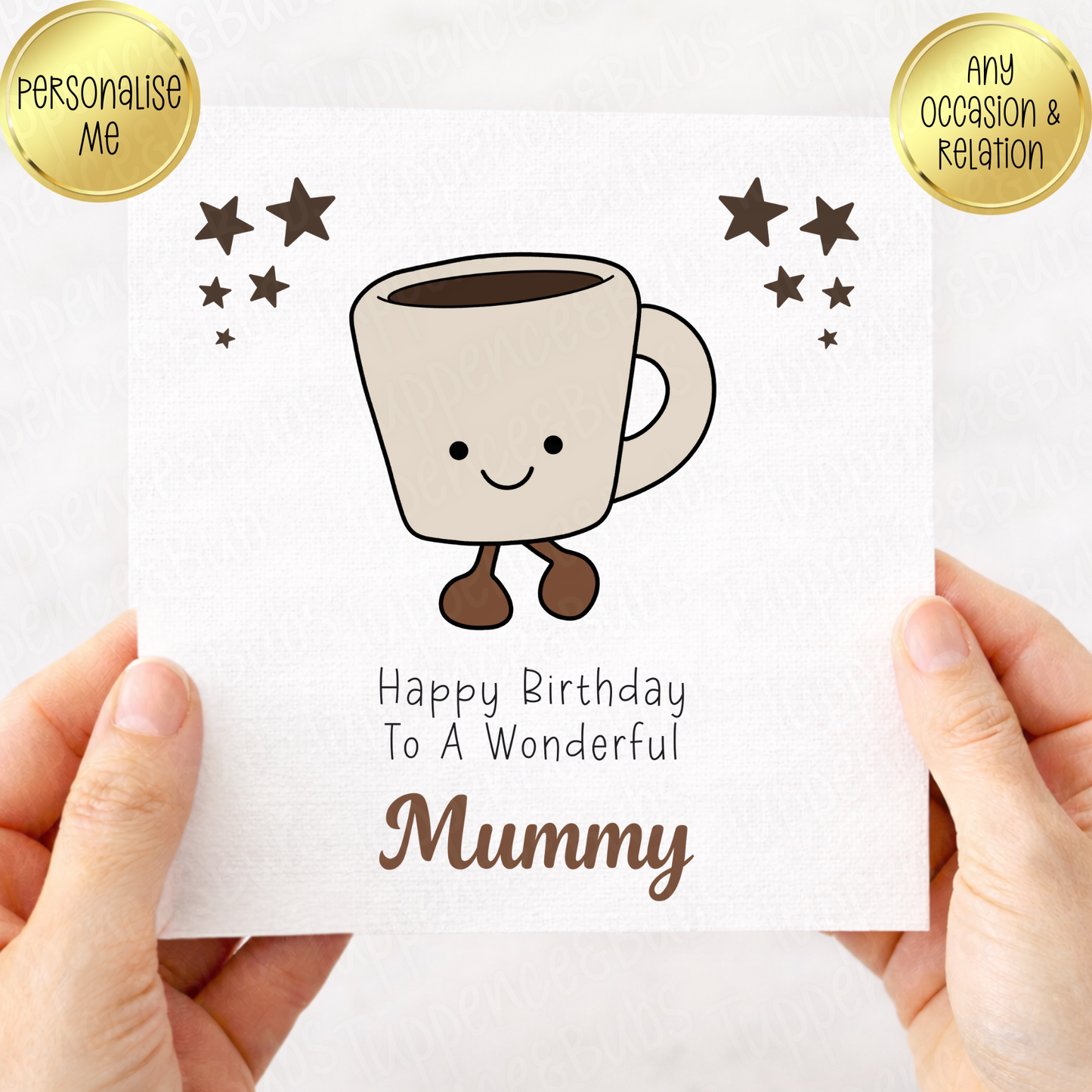 Coffee Plush Themed Birthday Card - 3 Designs