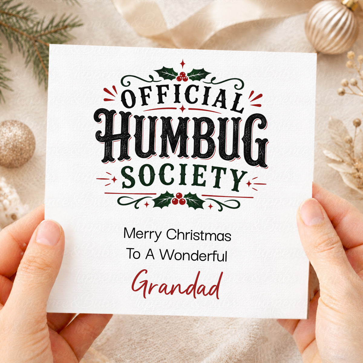 Personalised Official Humbug Society Christmas Card – Any Relation