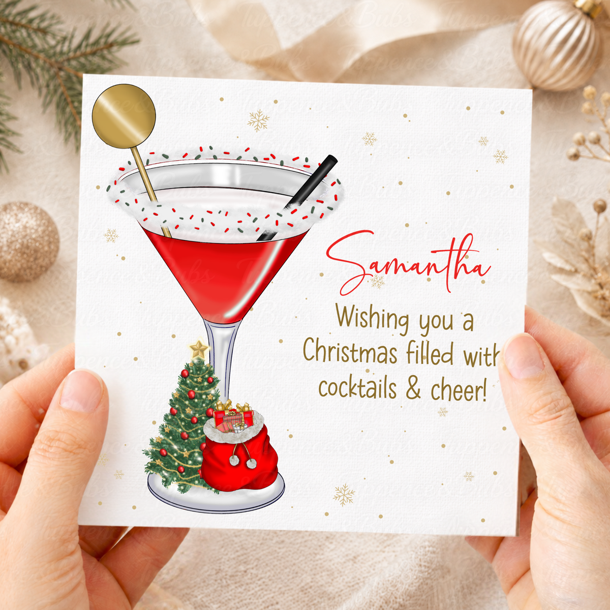Personalised Festive Cocktail Christmas Card