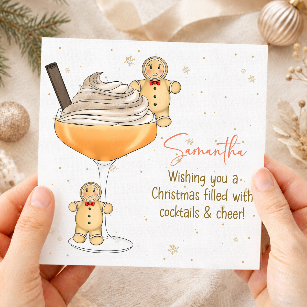 Personalised Gingerbread Cocktail Christmas Card