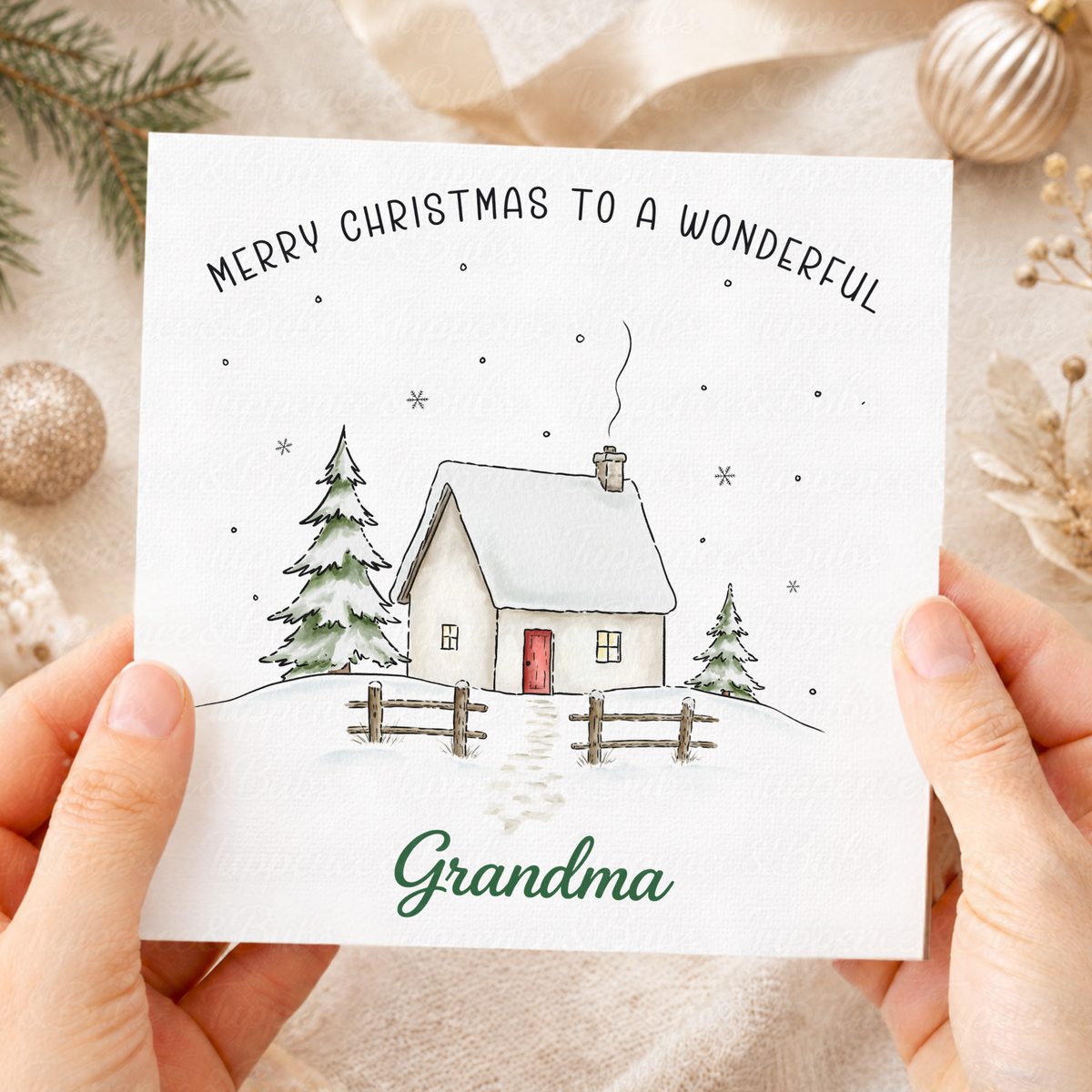 Personalised Winter Cottage Christmas Card