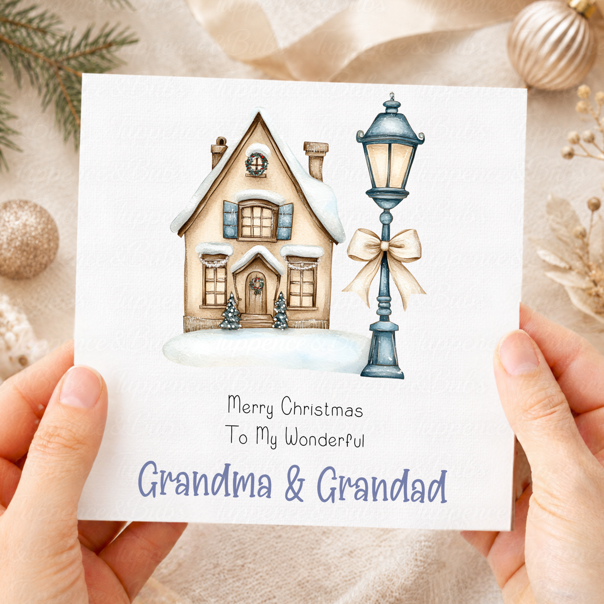 Personalised Winter Cottage Christmas Card – Any Relation