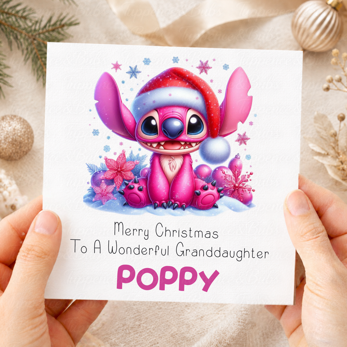 Personalised Christmas Card – Cute Stitch Festive Character Designs