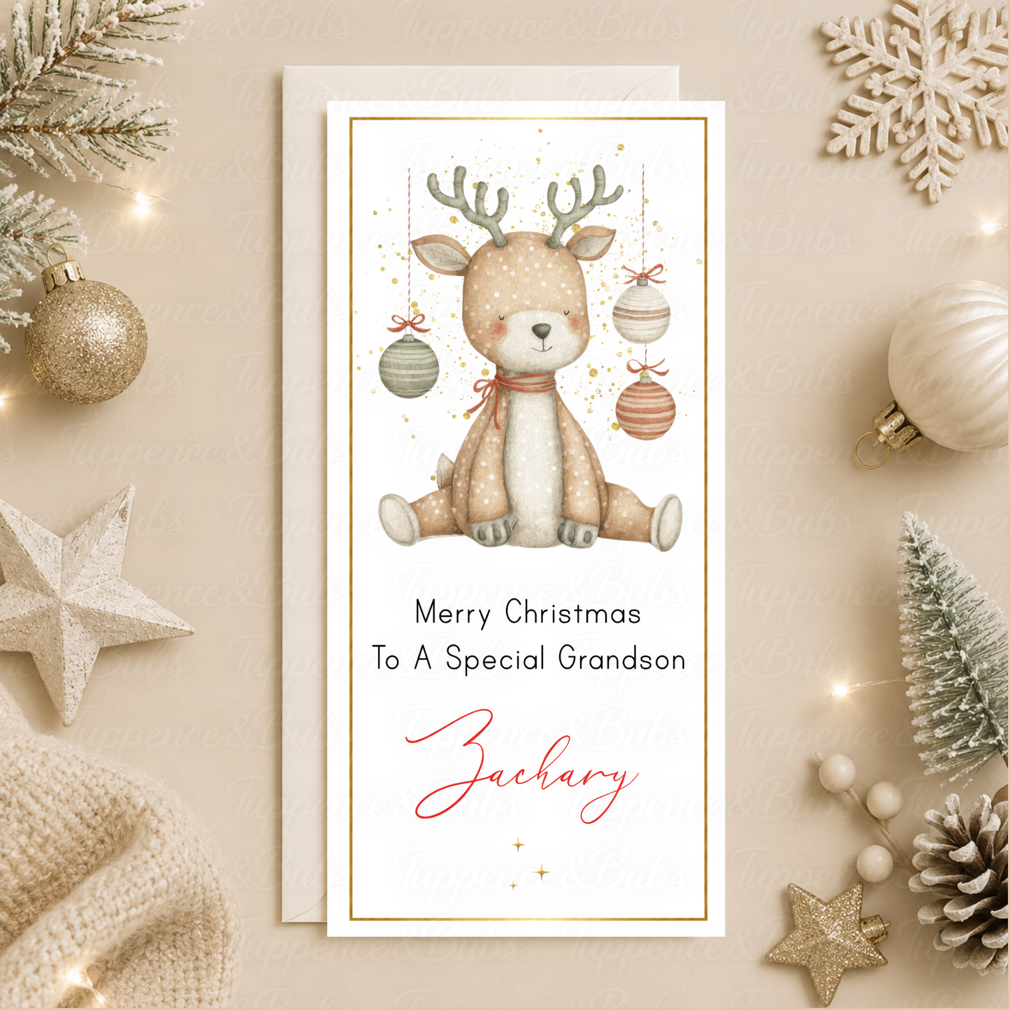 Personalised Reindeer Christmas Money Card