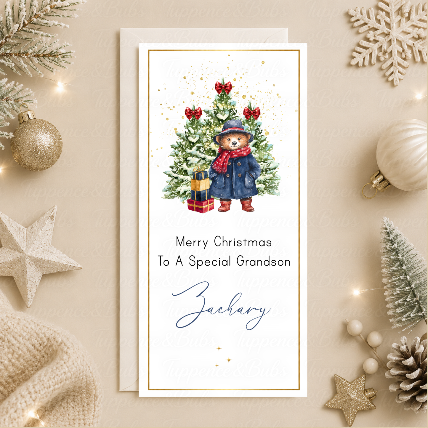 Personalised London Bear Christmas Money Card