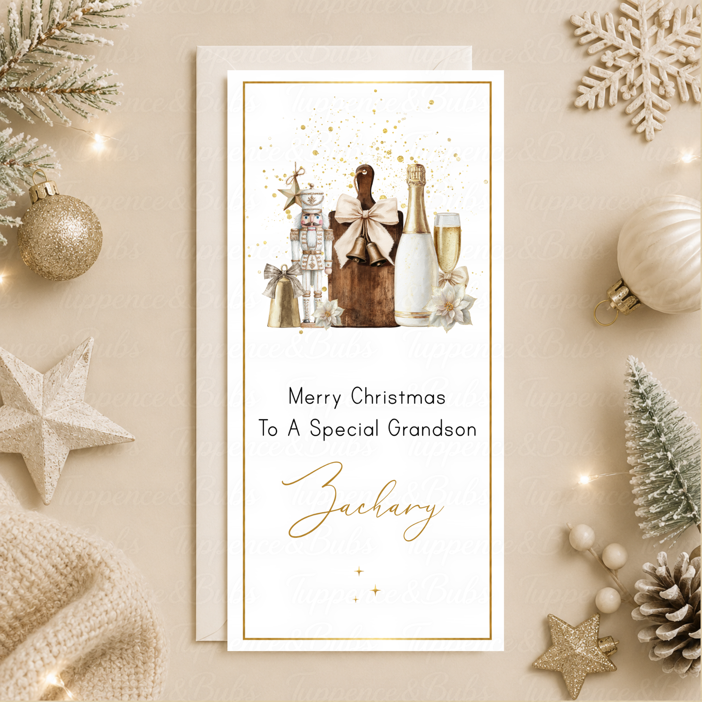 Personalised Luxury Champagne Nutcracker Christmas Money Card