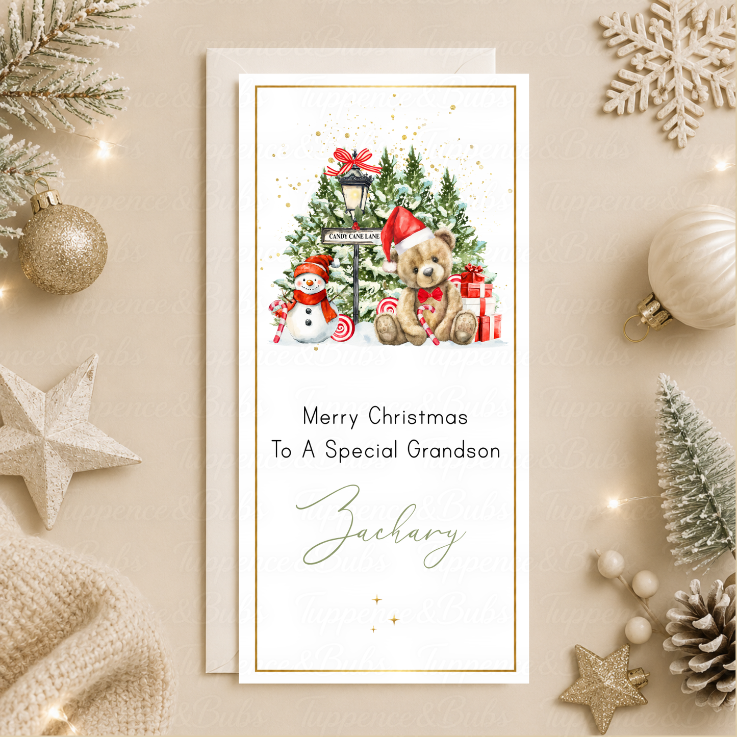 Personalised Teddy Bear Christmas Money Card