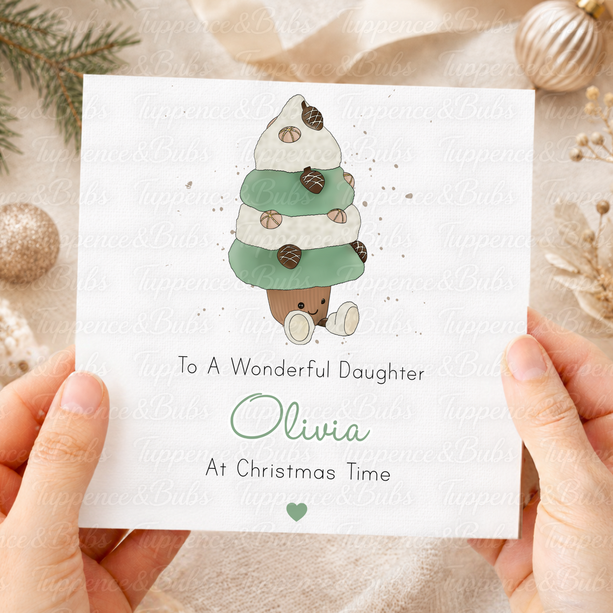 Cute Sage Green Christmas Tree Plushie Design