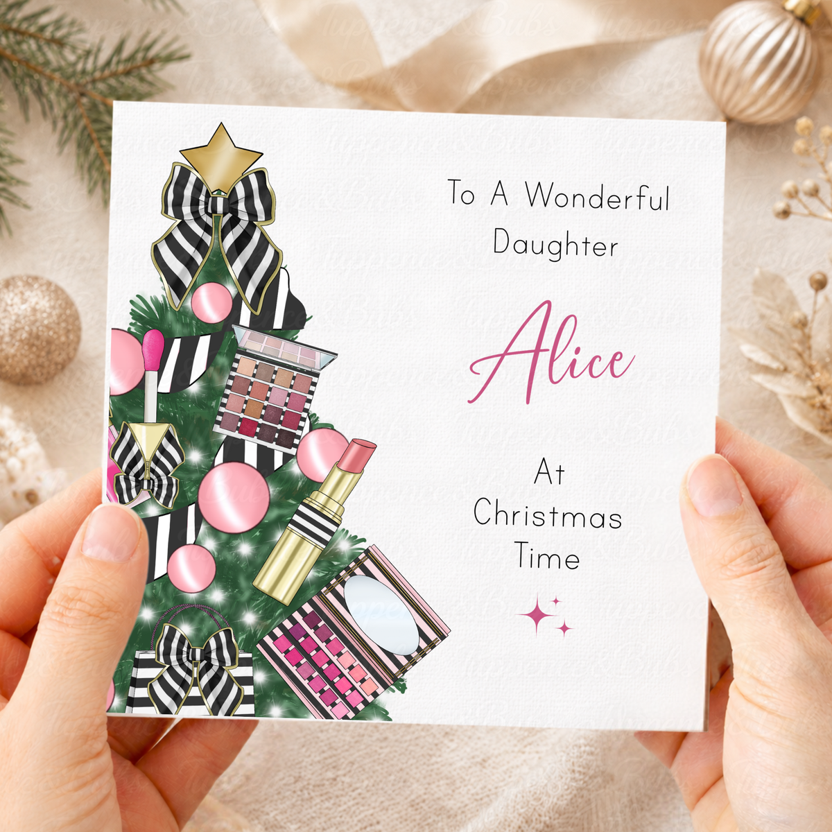 Personalised Makeup Lover Christmas Card