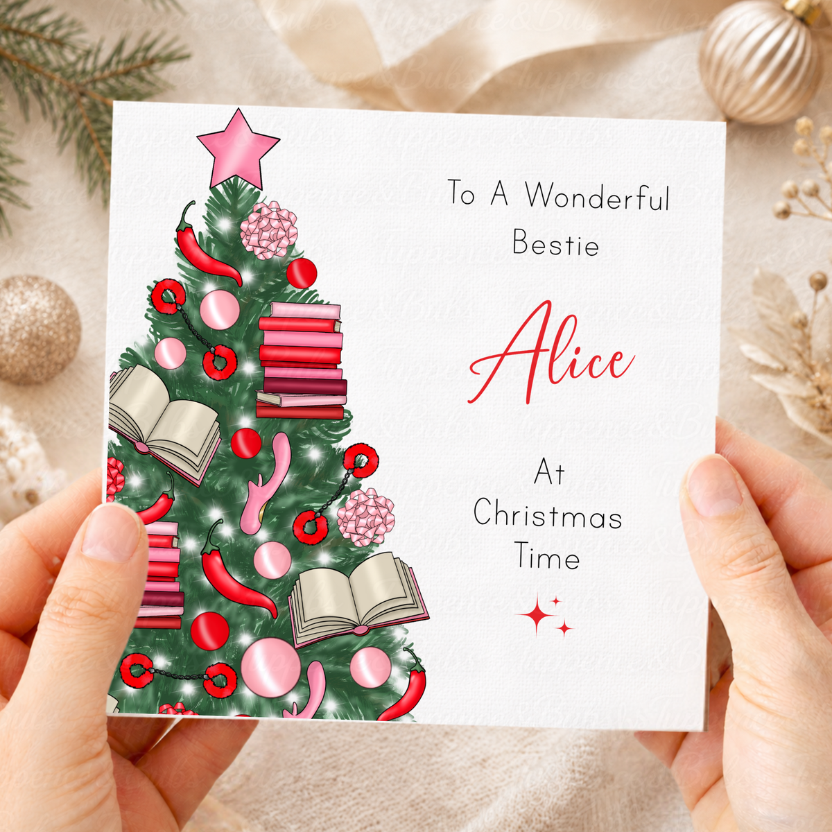 Personalised Spicy Book Lover Christmas Card
