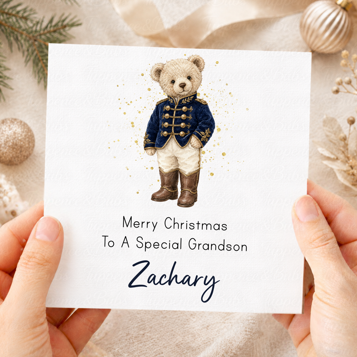 Personalised Teddy Bear Christmas Card