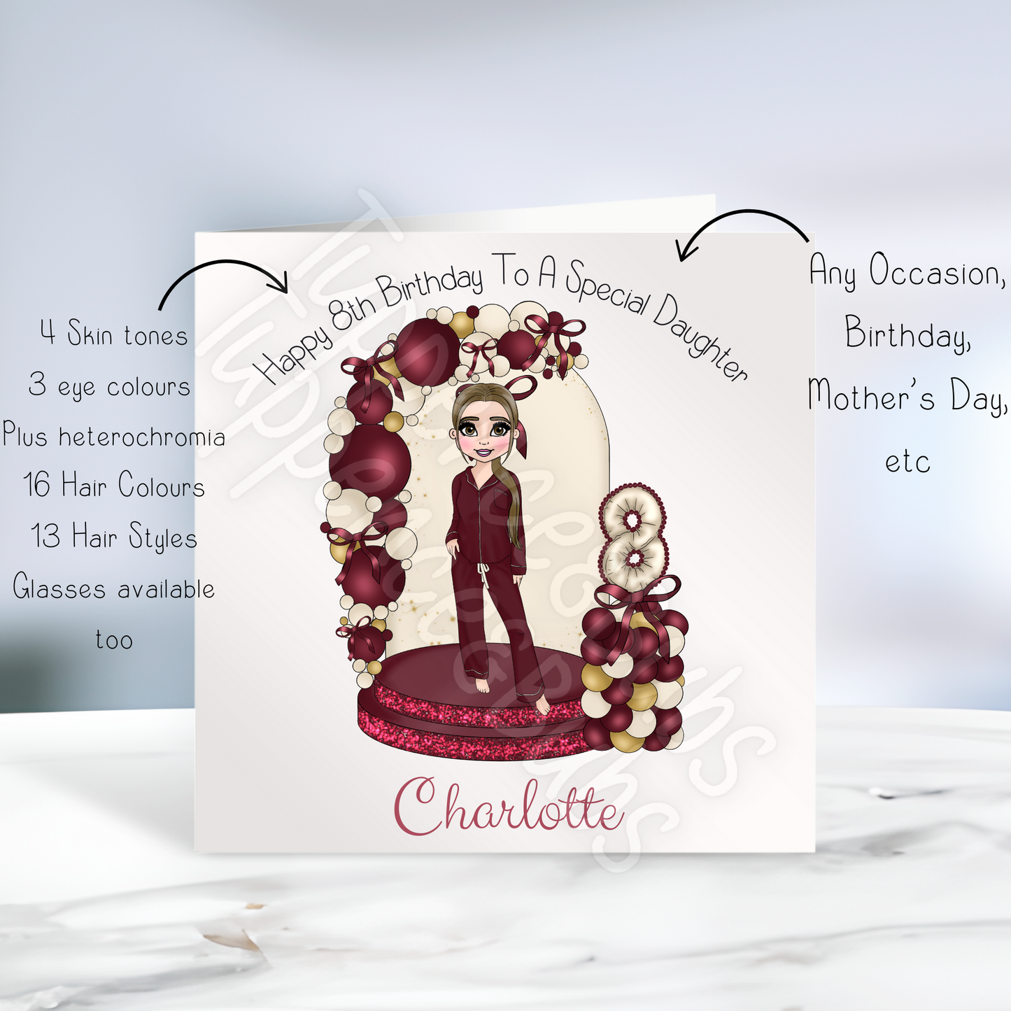 Burgundy & Cream Themed Birthday Card