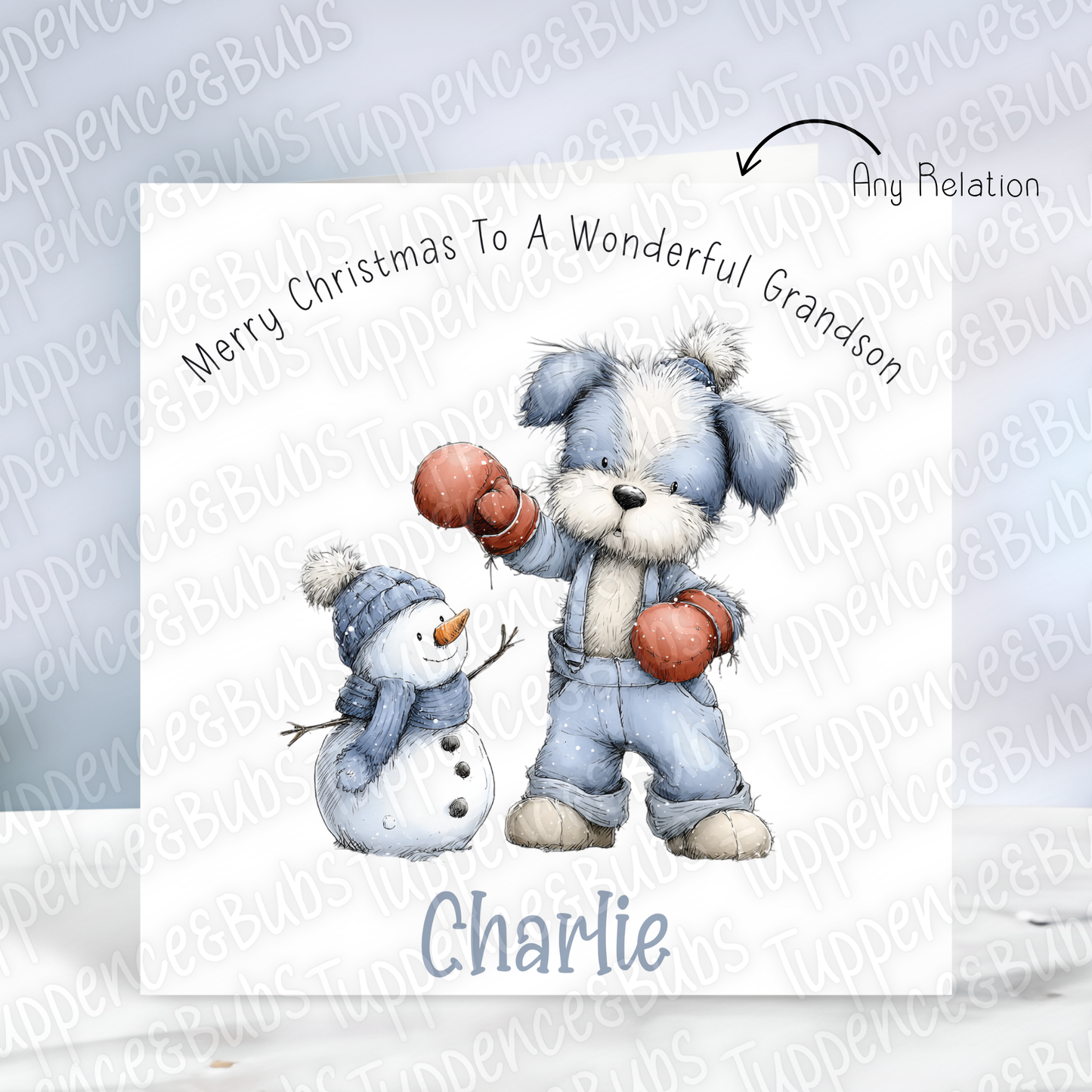 Dog & Snowman Themed, Christmas Card