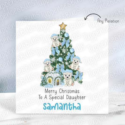 Polar Bear Themed Christmas Card - 3 colours