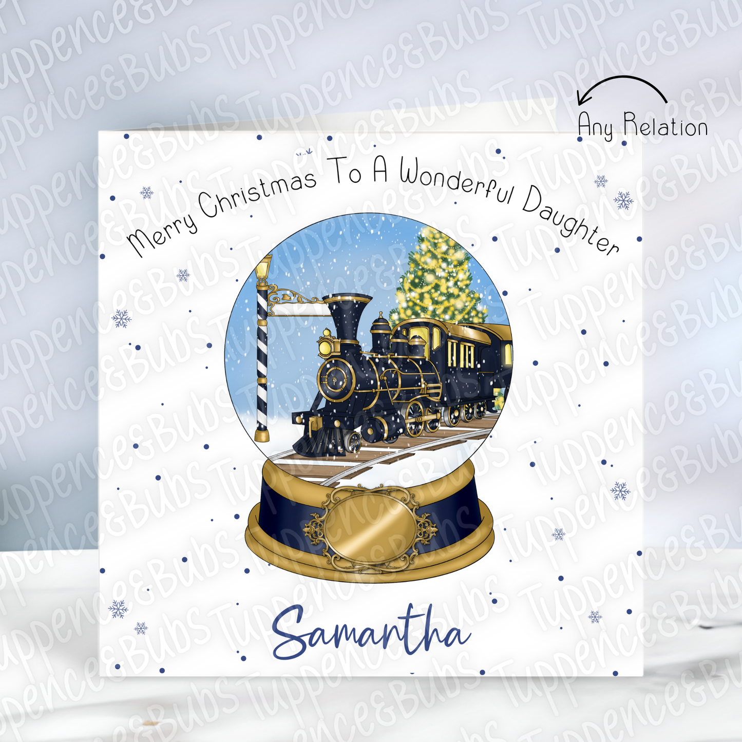 Pink or Navy Express Snowglobe Themed Card