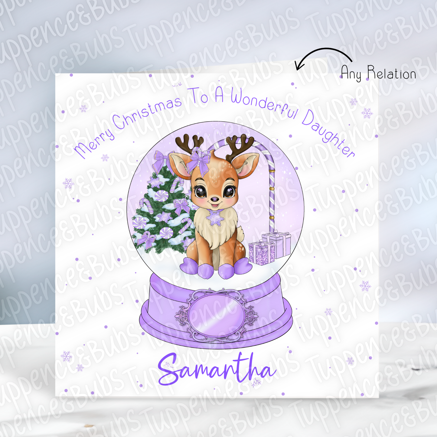 Purple Reindeer Themed Christmas Card - 2 Designs