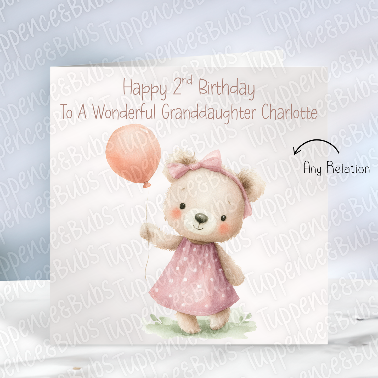 Cute Teddy Bear With Balloon Card - 4 Designs